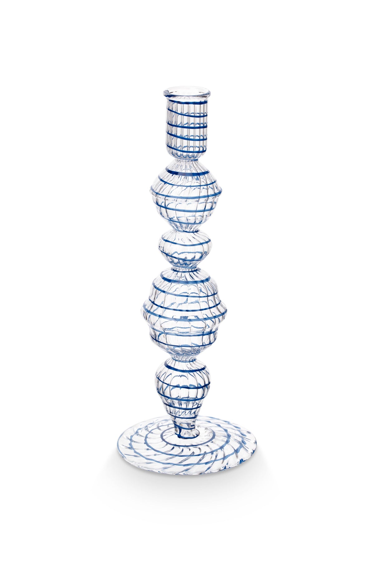 Pip Studio Kandelaar Swirl - Glas - Donkerblauw - 22cm