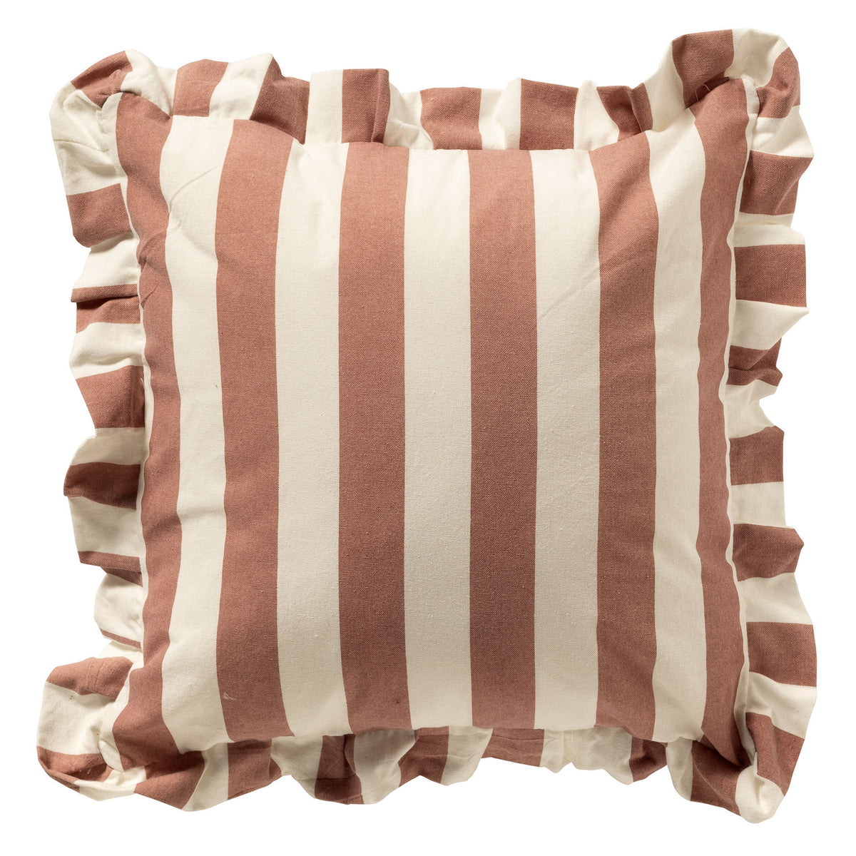 BELLA - sierkussen 45x45 cm - gestreept - ruches - Old Rose - roze