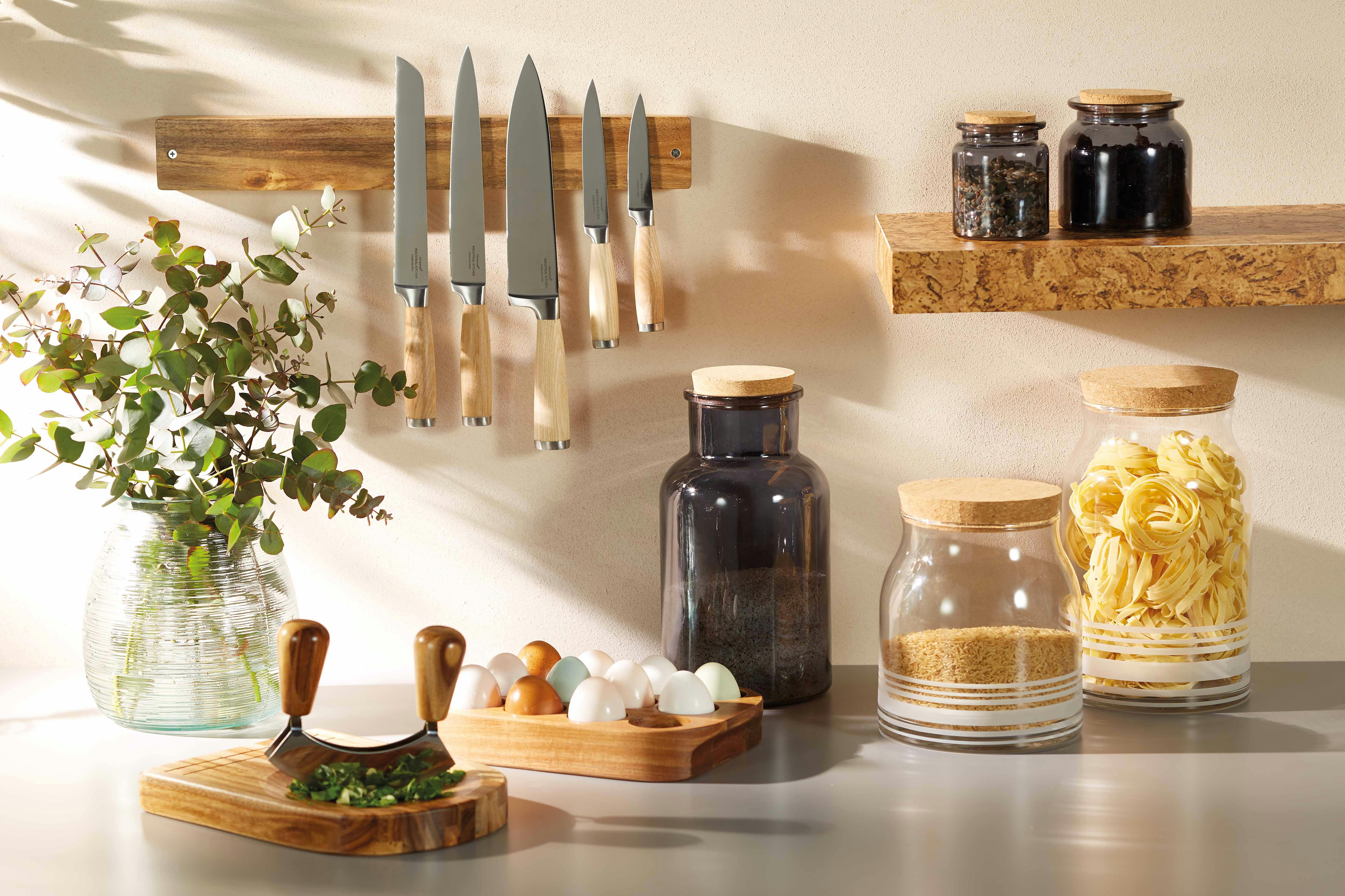 - Porte-Couteaux magnetique en bois d'acacia marron