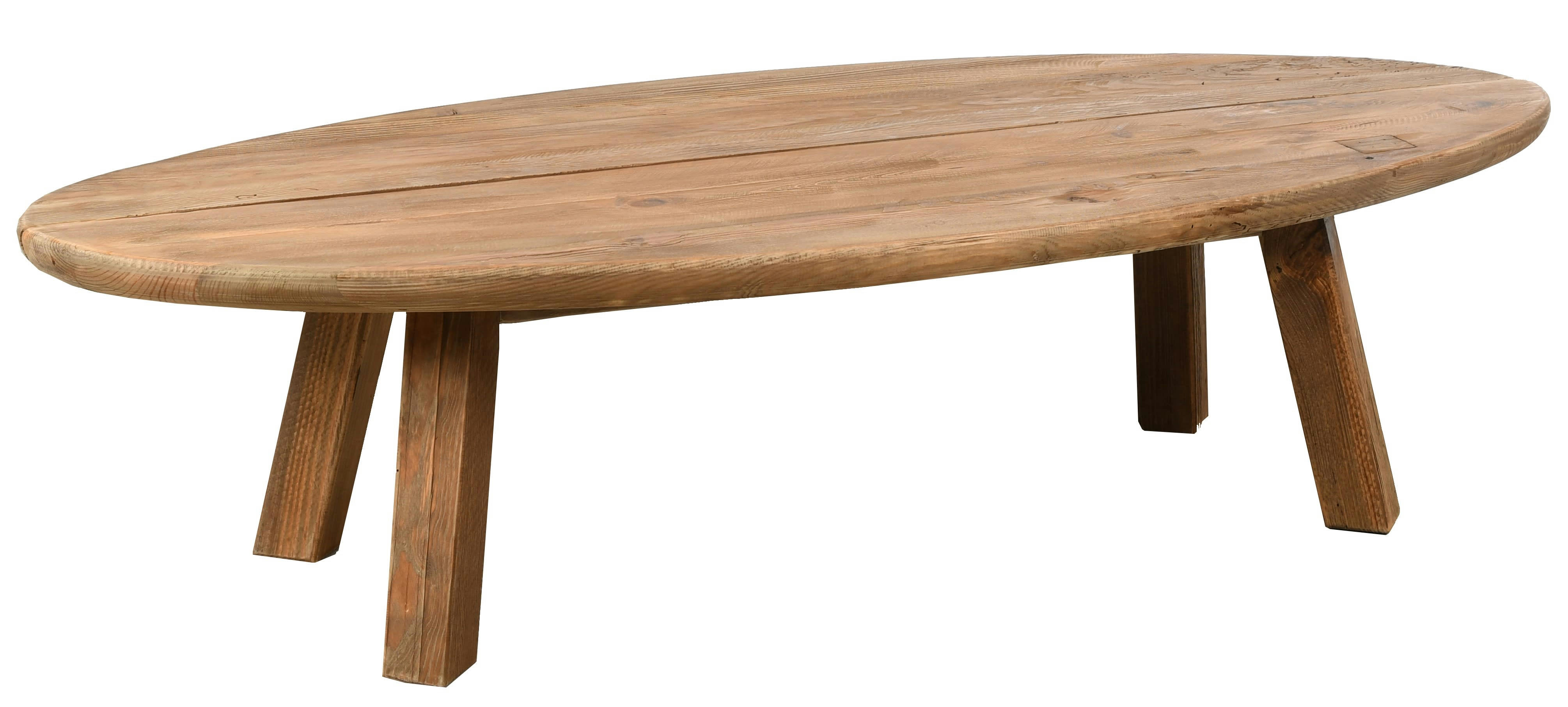 - Table basse ovale en pin recyclé