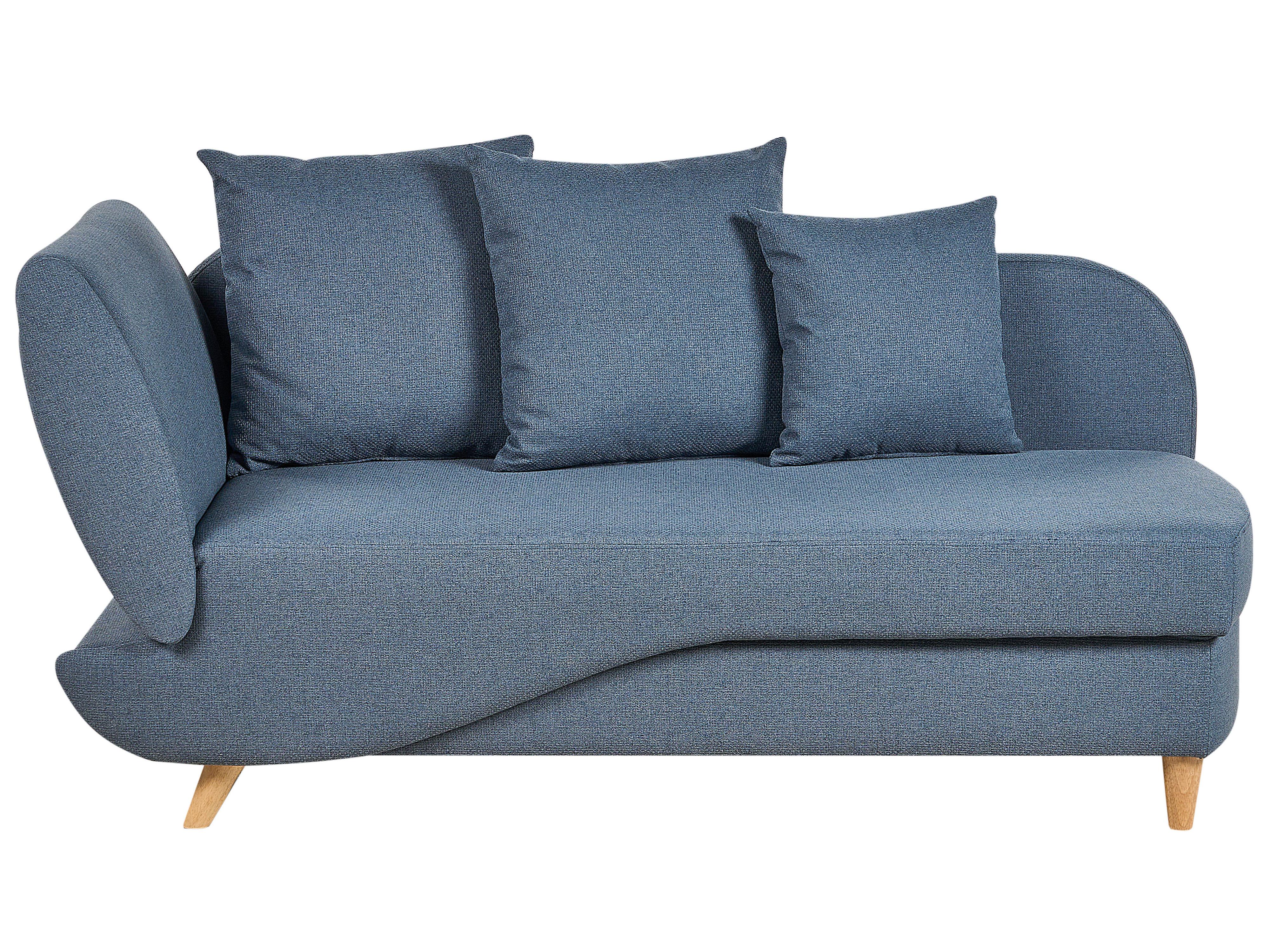Left-Hand Chaise Longue MERI Faux Linen Dark Blue with Storage
