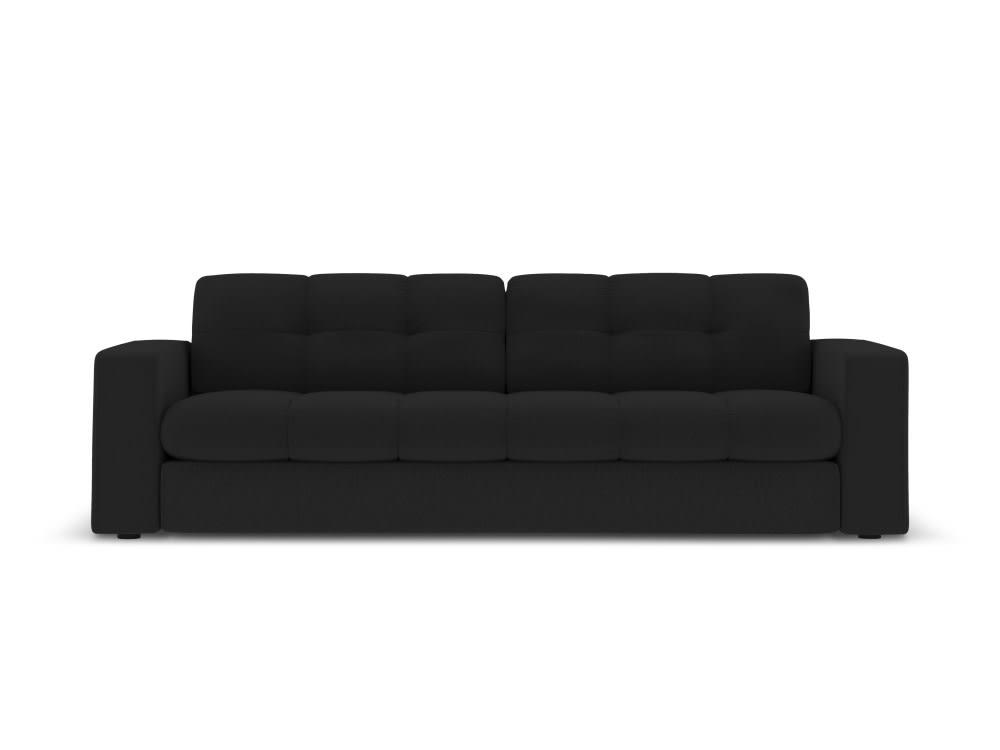 JUSTIN - Canapé 3 places en tissu structuré noir