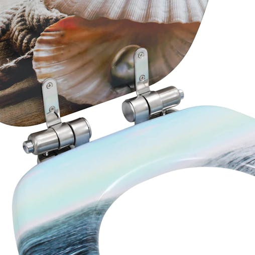 NNEVL WC Toilet Seat with Soft Close Lid MDF Muschel Design