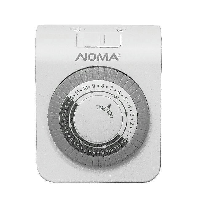 NOMA 24 Hour Indoor Mechanical Timer, 24 Programmable settings, 2-Outlets, White