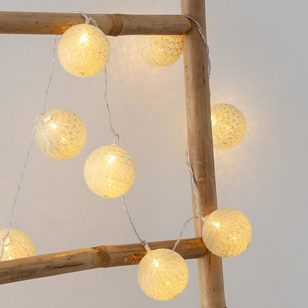 Guirlande LED à pile - 10 boules - vert céladon - L165 cm - Atmosphera