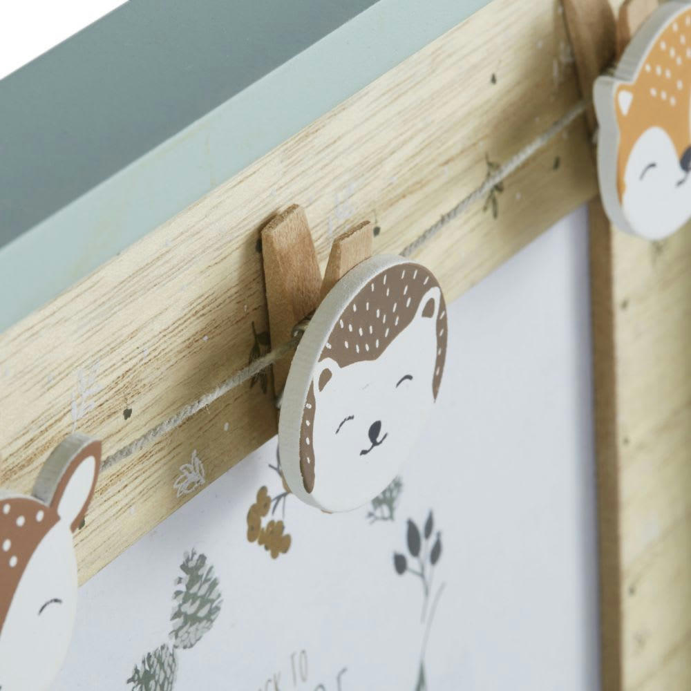 MIMIZAN - Cadre photo animaux vert sauge, beige et orange 14x9