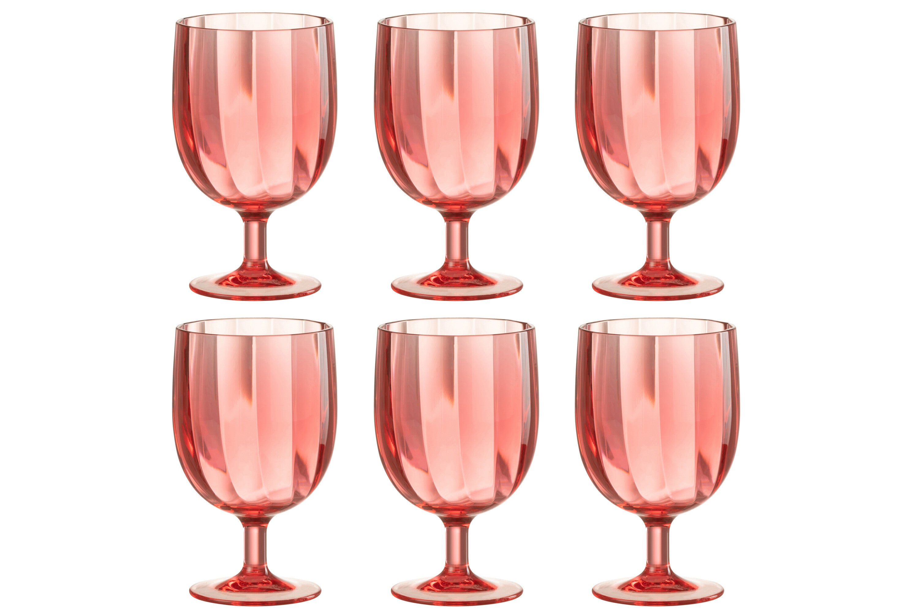 J-Line wijnglas - kunststof - rood - 6 stuks