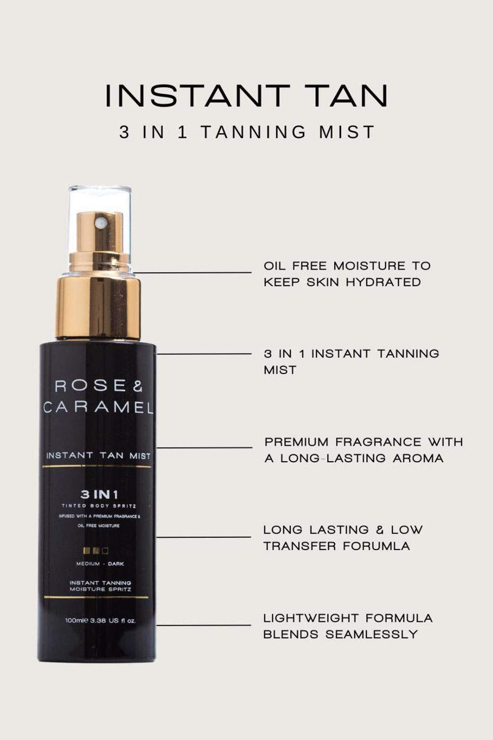 Rose & Caramel Instant Bronze Tanning Spritz 100ml