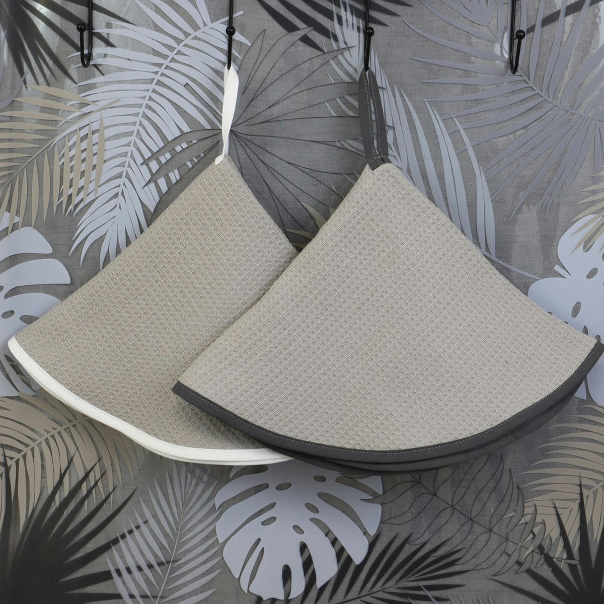 AMBIANCE - Lot de 2 essuies mains en coton gris clair