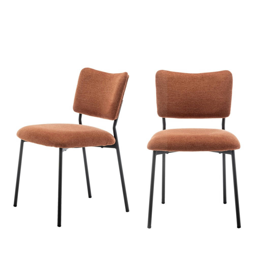 VANDER - Lot de 2 chaises en tissu et métal rouille
