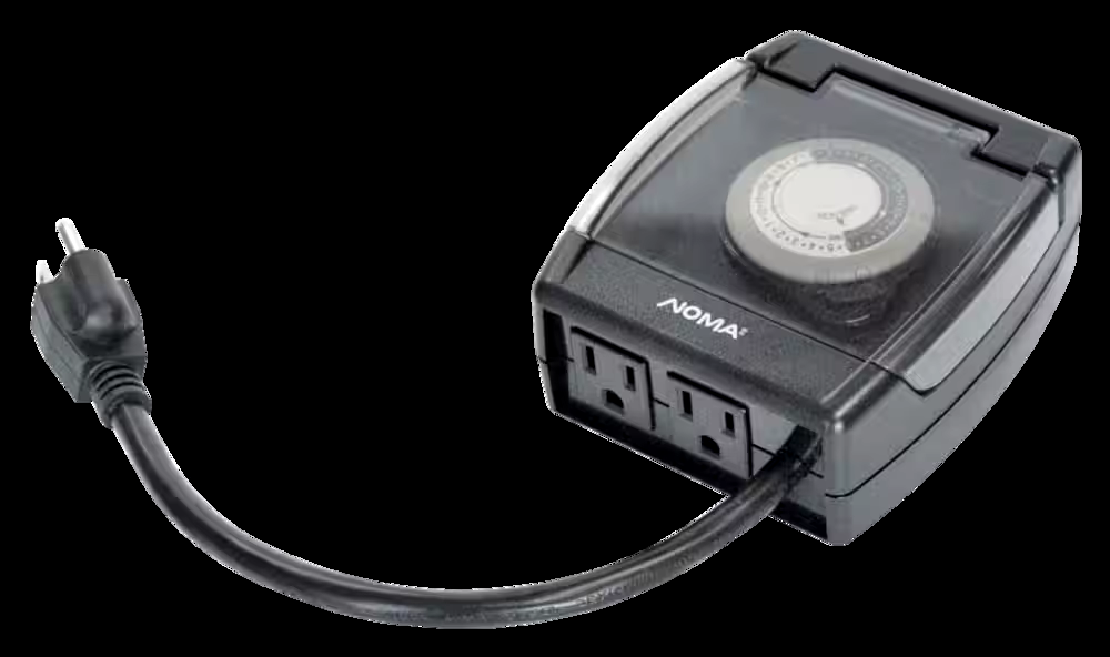 NOMA 24 Hour Outdoor Mechanical Timer, 96 Programmable settings, 1 Grounded Outlet, Black