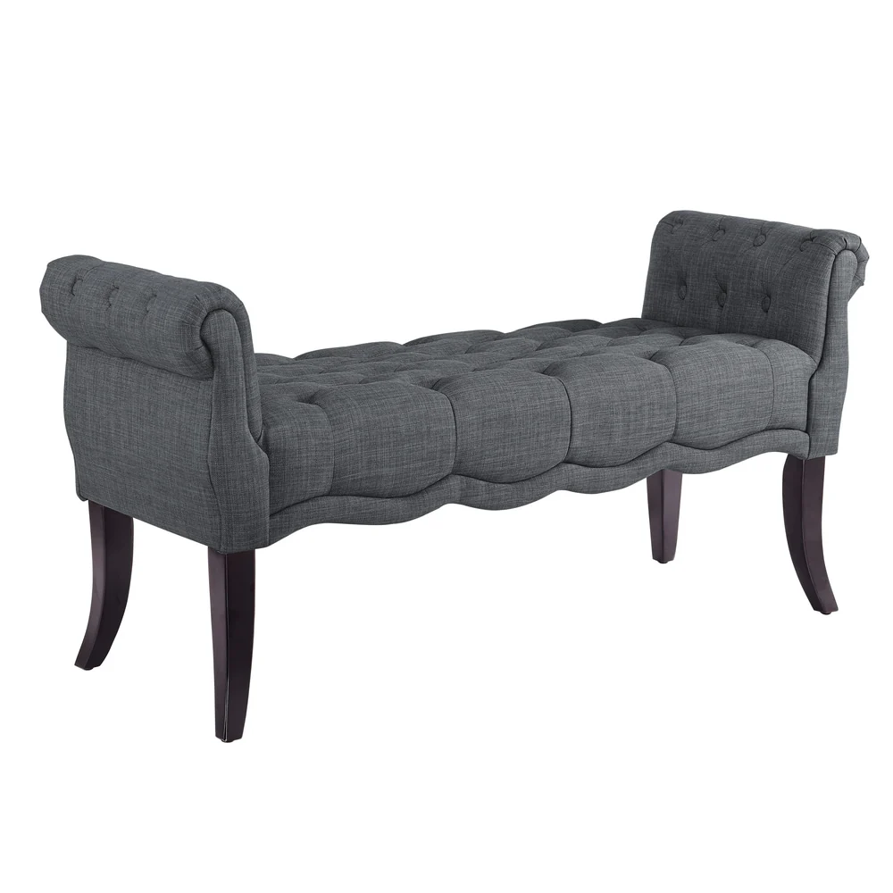 Mason Charcoal Rolled Arm Bench