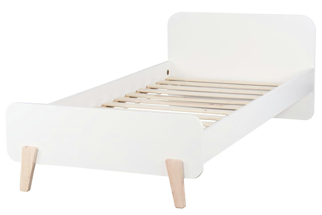 IDYLLE - Lit enfant   blanc   effet bois    90x190