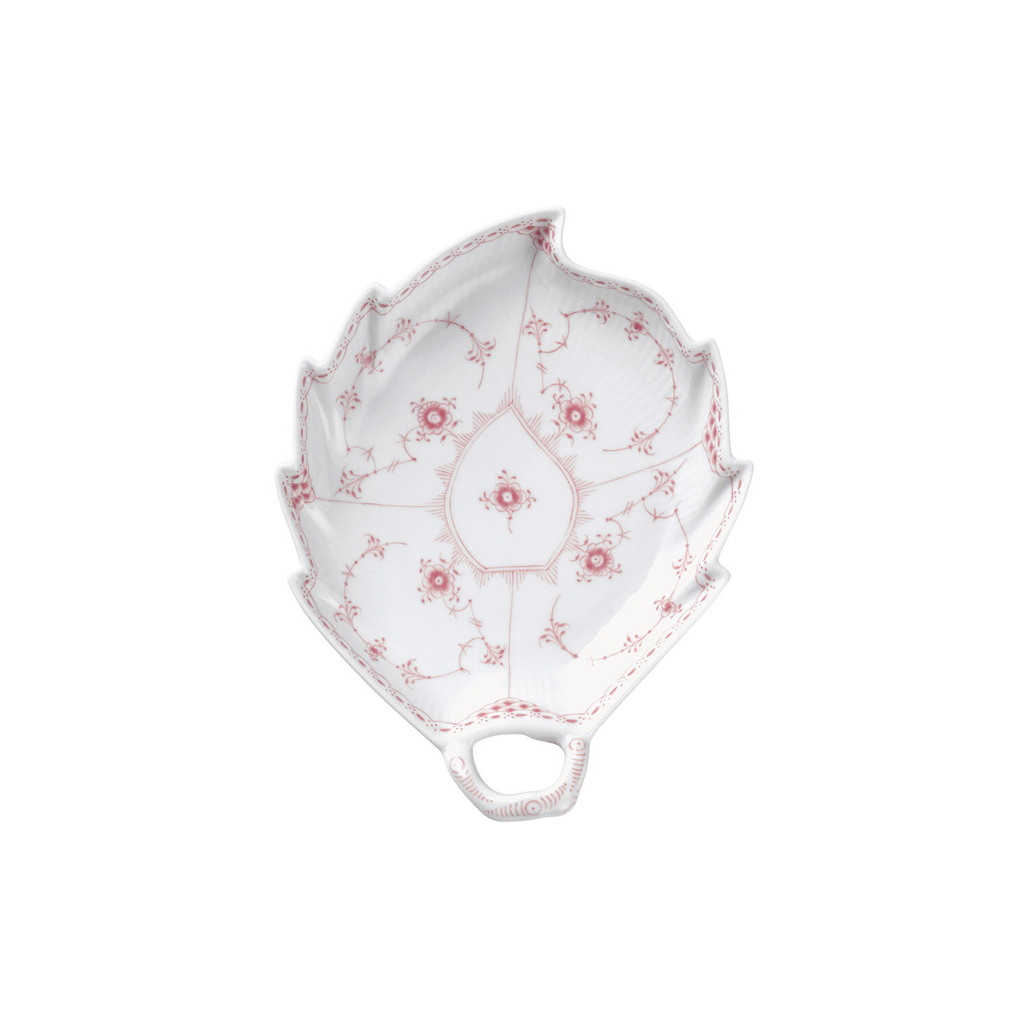 Koral Musselmalet Halvblonde fad bladformet 23 cm
