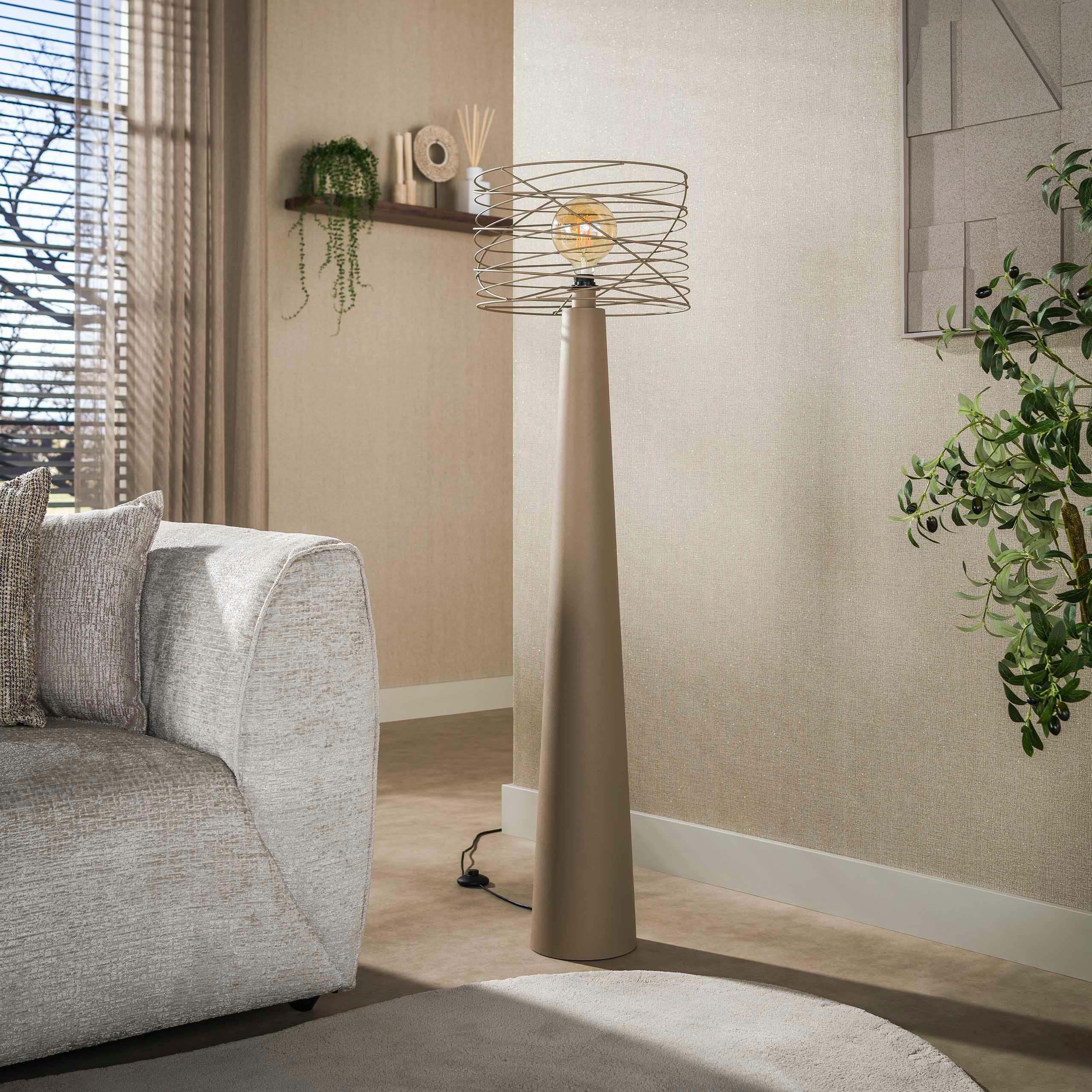 Lampadaire de salon métal beige pied conique RALF