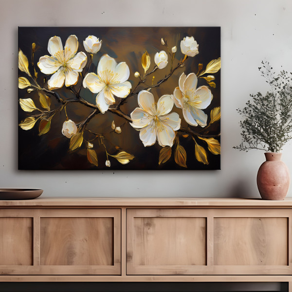 Feeby Obraz na płótnie, Kwiaty Białe na Gałęzi 60x40