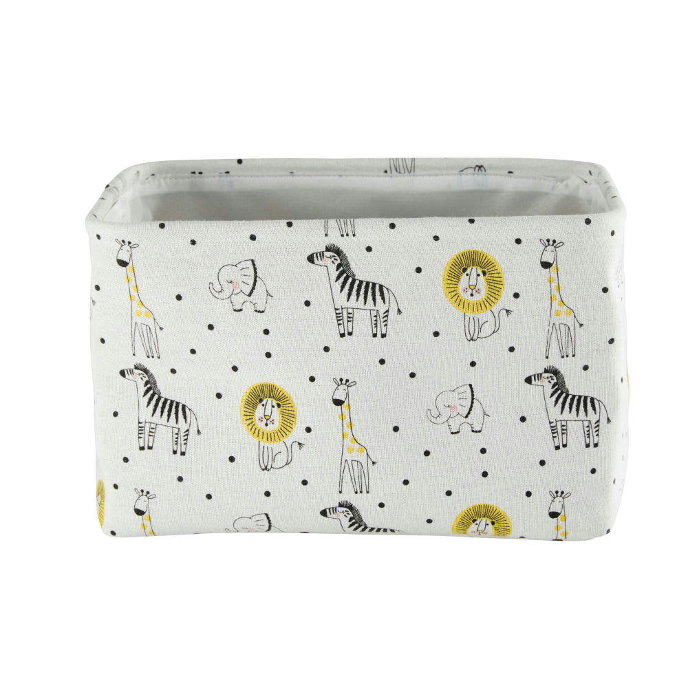 SAVANE - Paniers de rangement gris imprimé animaux (x2)