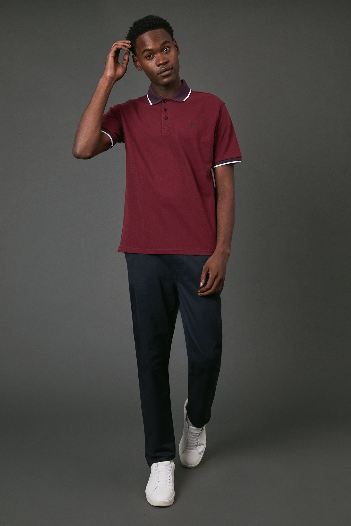 Maine Red Tipped Pique Polo Shirt