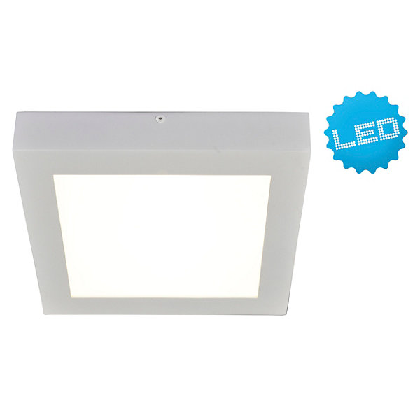 Panneau lumineux à LED, en saillie, cadre en aluminium gris clair, plastique blanc, 16 LED fixes, 16,8 x 16,8 cm