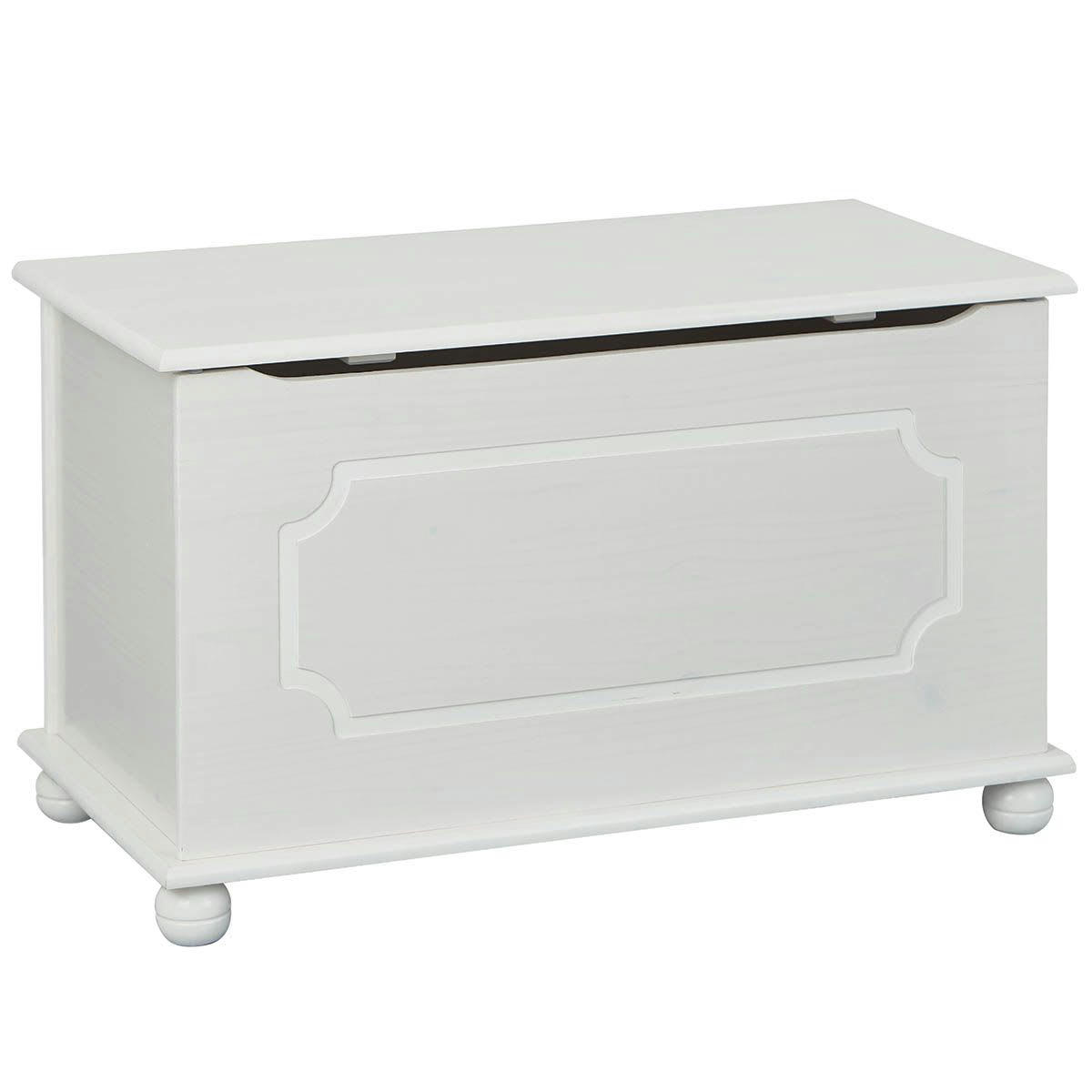 KALISHA - Coffre  à jouets bois massif vernis blanc