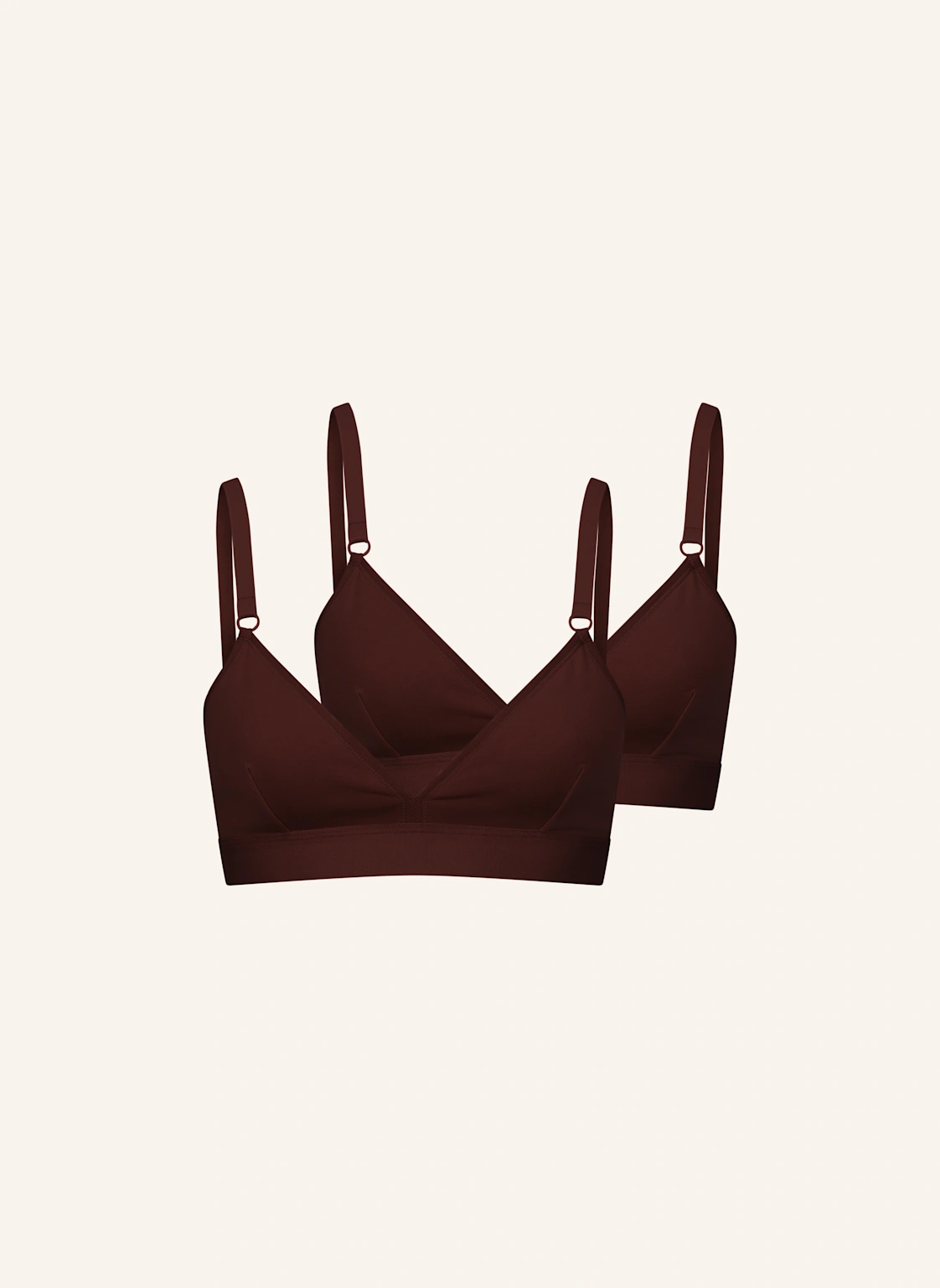 erlich textil 2er Pack Casual Cotton Triangel Bralette bügellos mit Baumwolle (aus kontrolliert biologischem Anbau) - verstellbare Träger