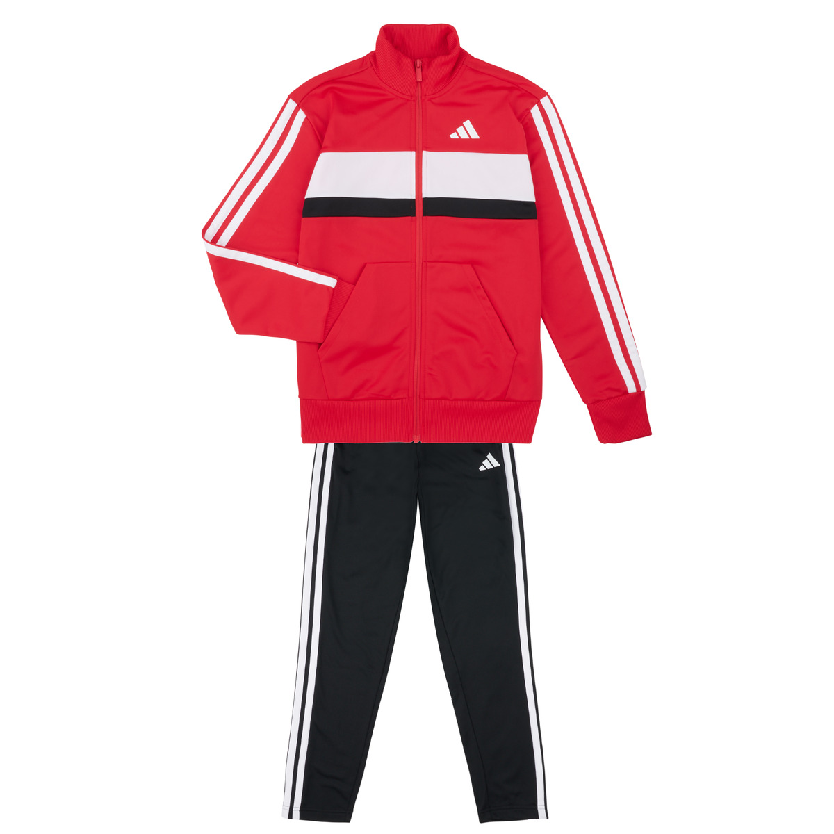 adidas - Seasonal Essentials Tiberio 3-Stripes Tricot Track Suit Kids - Red / Black