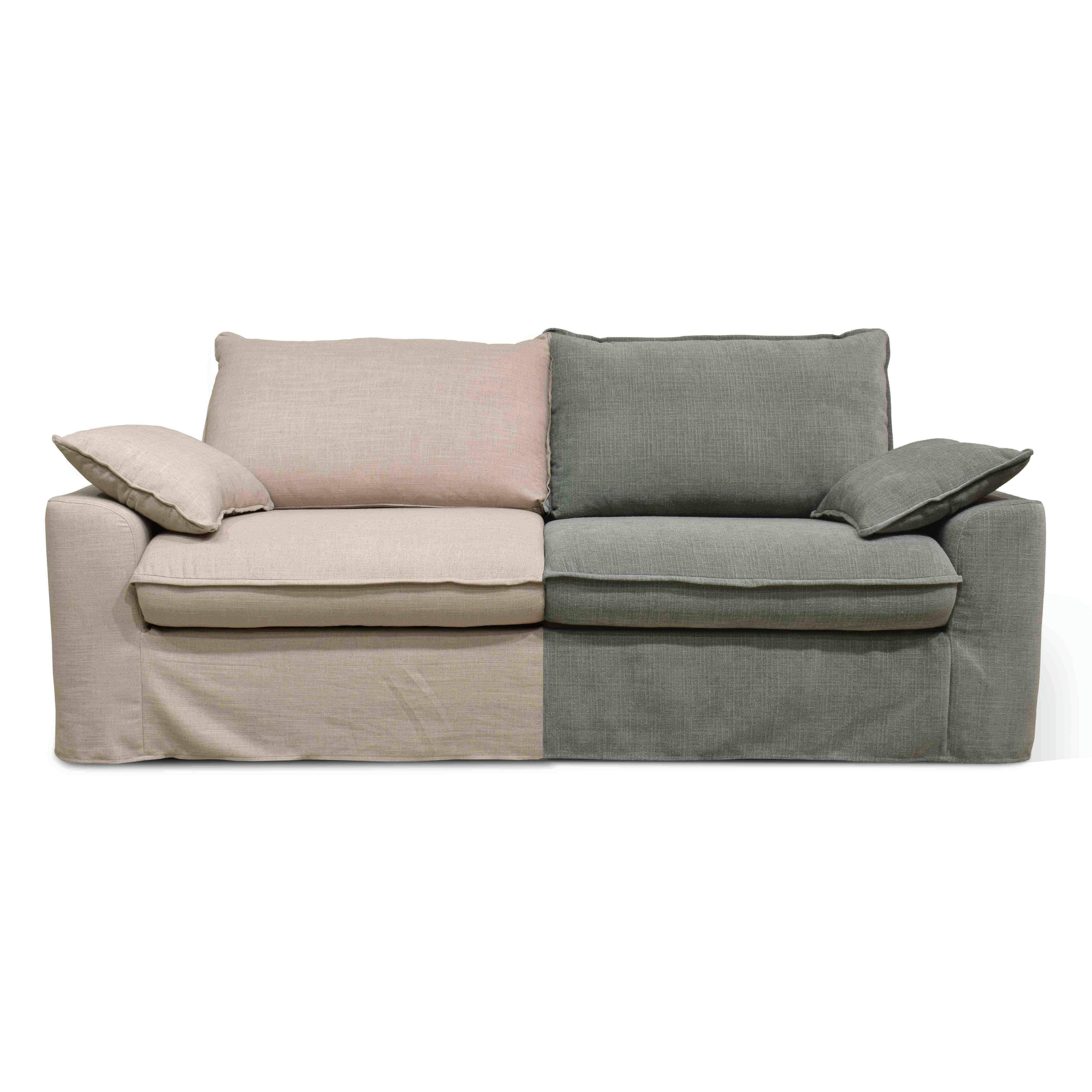 JAROD - Canapé tissu 3 places avec une housse supplémentaire vert gris