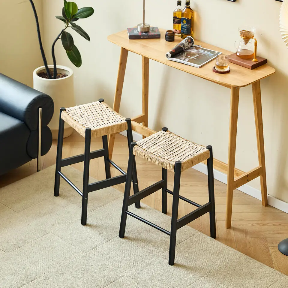 Set van 2 Barkrukken Massief Hout Scandinavisch