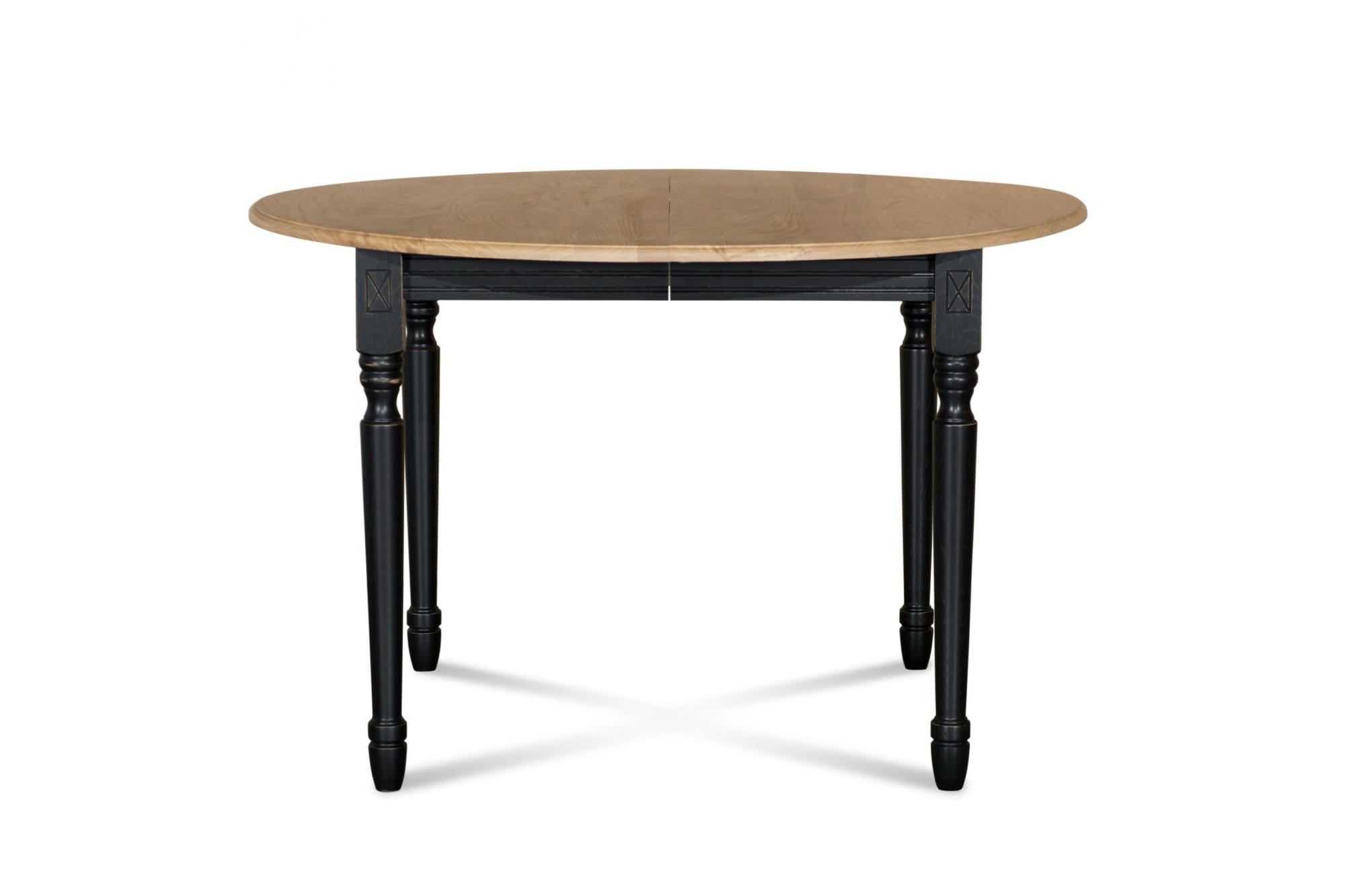 VICTORIA - Table extensible ronde bois D105 cm + 1 allonge et Pieds tournés