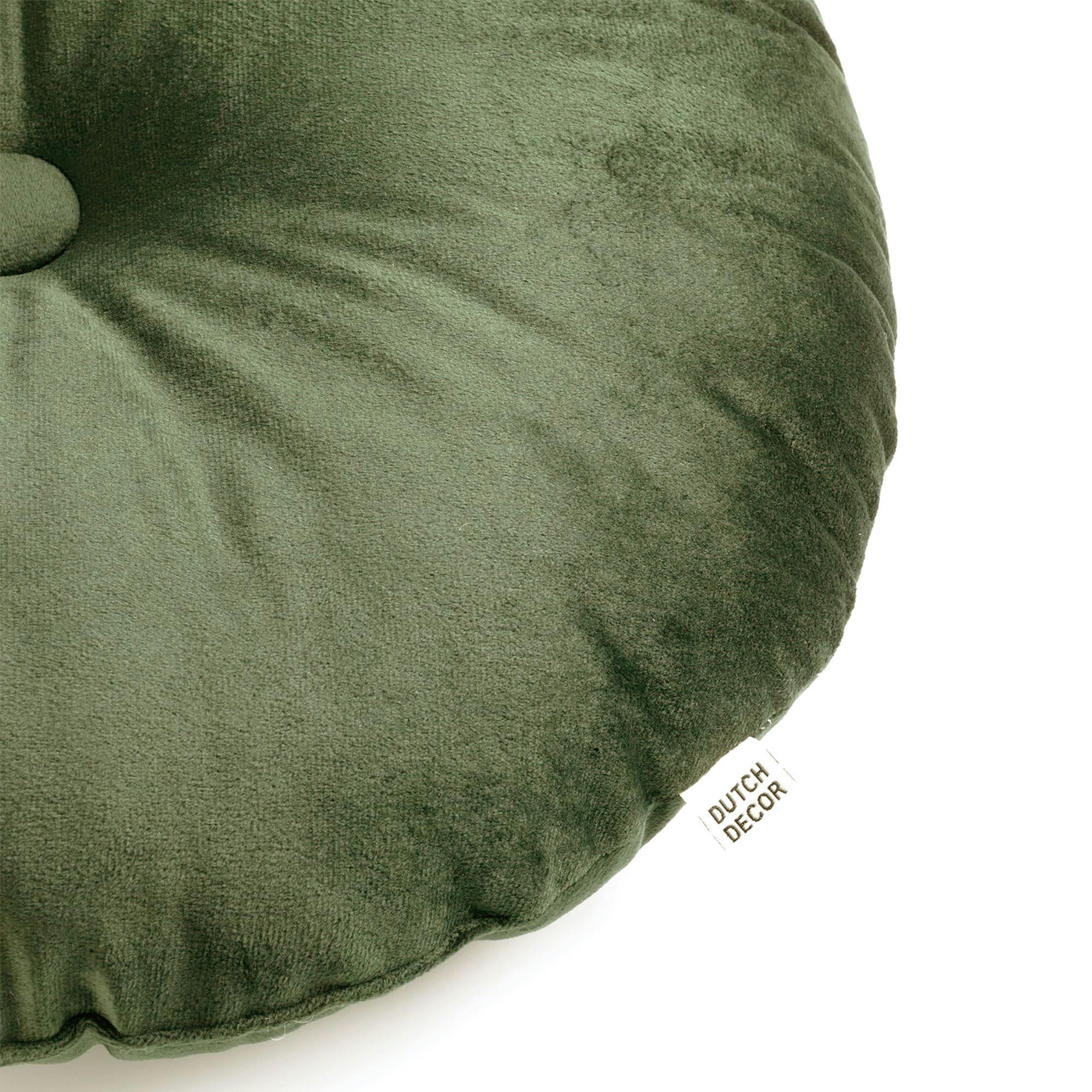 - Coussin rond vert en velours 40 cm uni