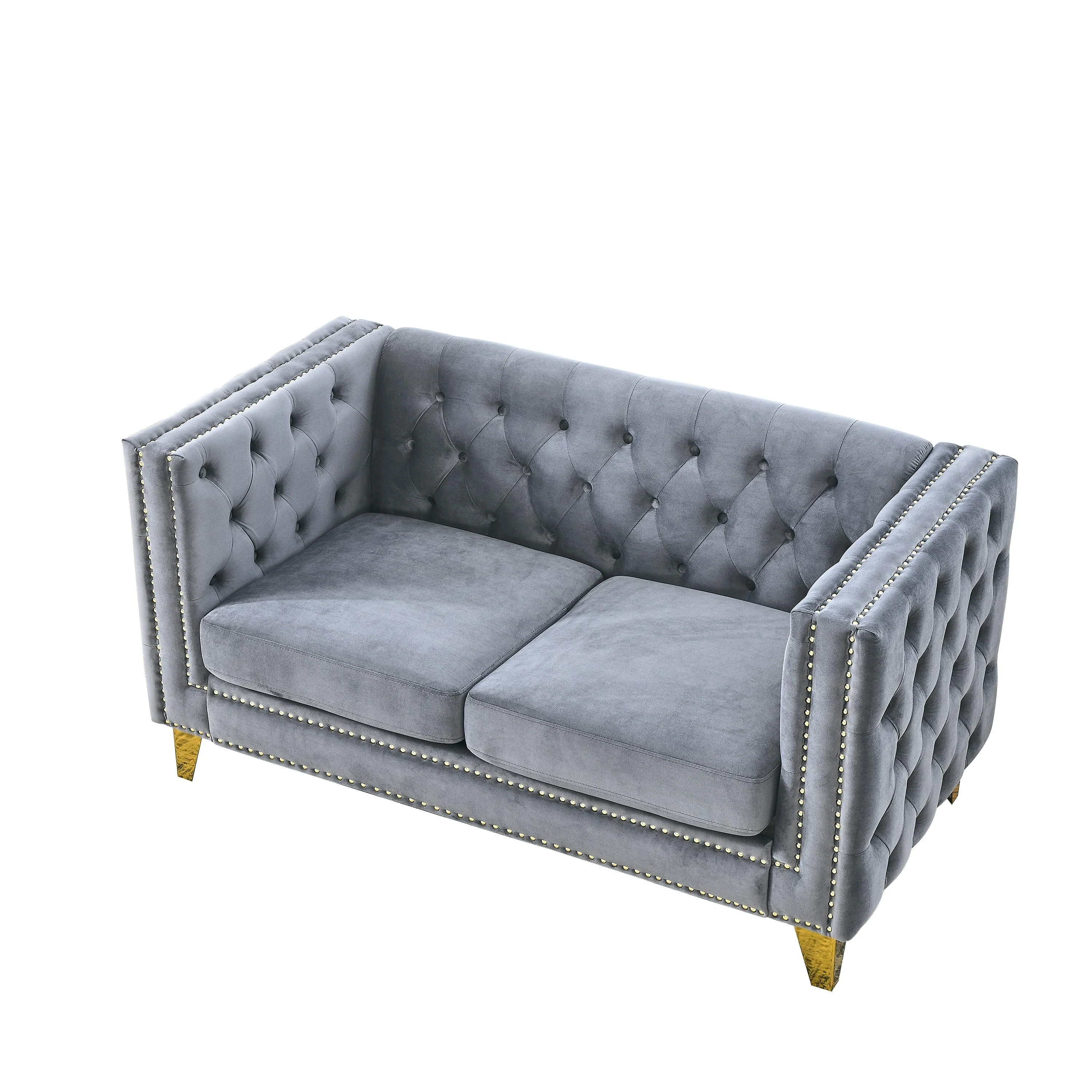 {Contact us for 3D modeling} Velvet Sofa for Living Room,Buttons Tufted Square Arm Couch, Modern Couch Upholstered Button and Me