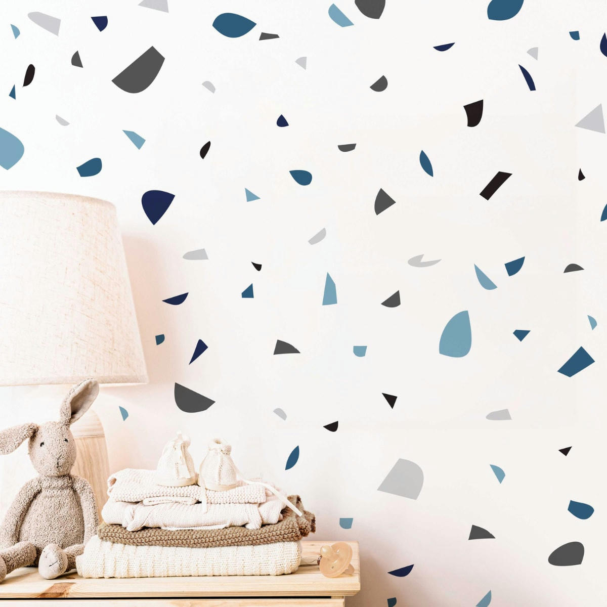 TERRAZZO - Stickers muraux en vinyle terrazzo bleu et gris