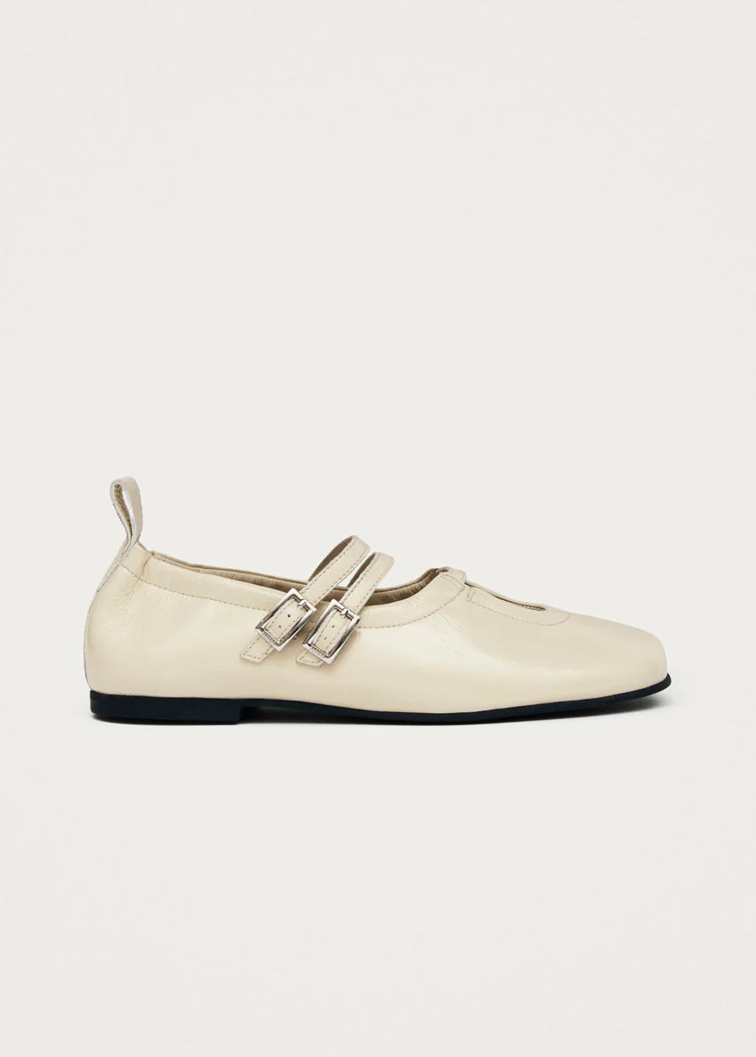 Anne Onix Cream Leather Ballet Flats