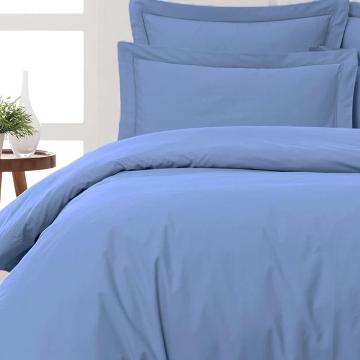 SOFT PERCALE - Drap plat en percale de coton  cobalt 180x290 cm