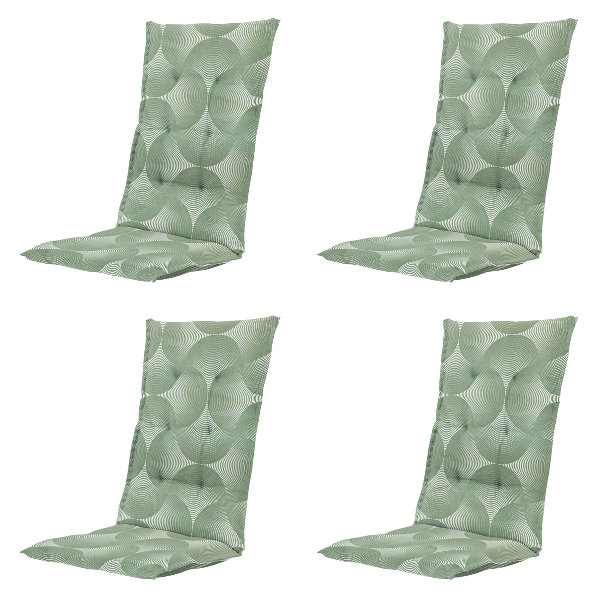 Madison tuinstoelkussen hoge rug Napels - groen - 123x50x5cm - set van 4
