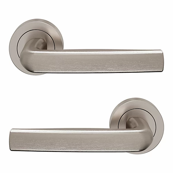 Ensemble poignée sur rosace Incurvé à visser GoodHome Primel effet nickel satin gris Ø52mm