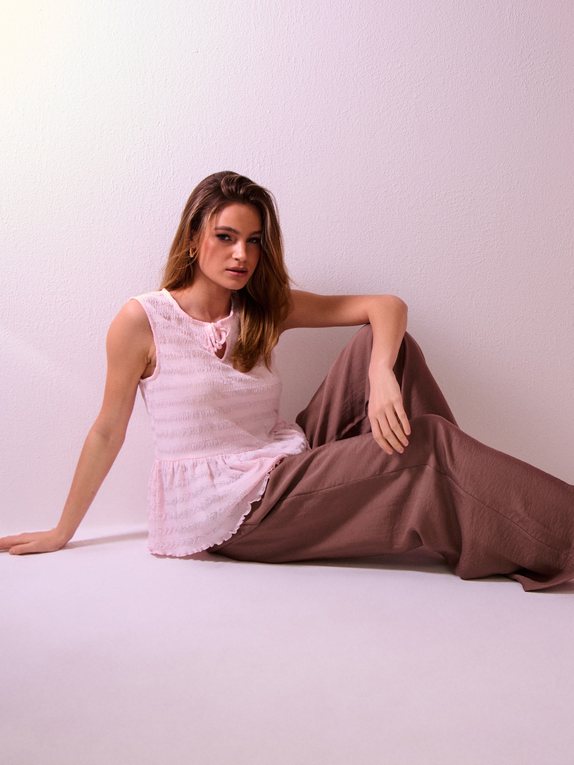 Wiskozowe spodnie wide leg
