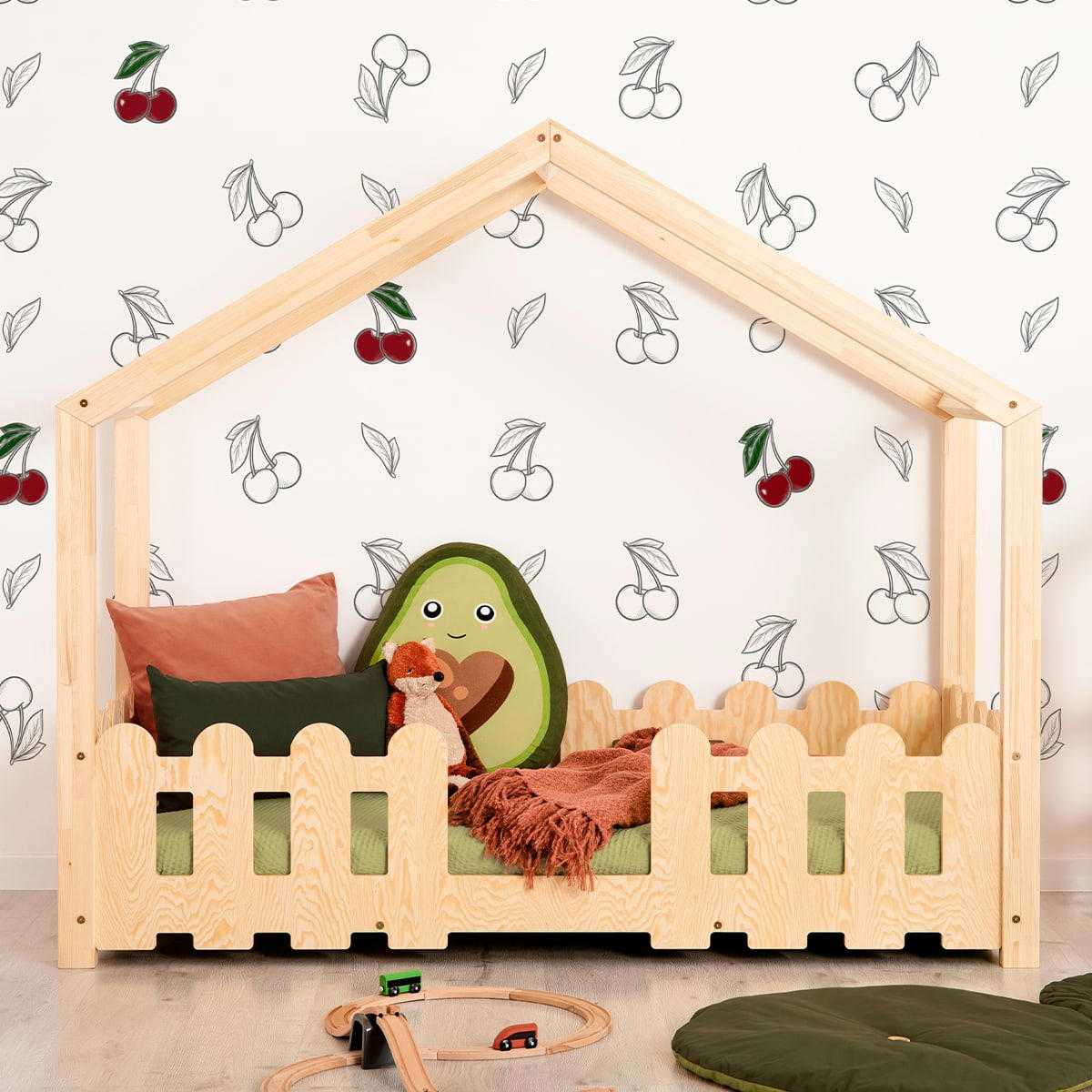 MARIUS - Lit cabane 70x140 sommier inclus naturel