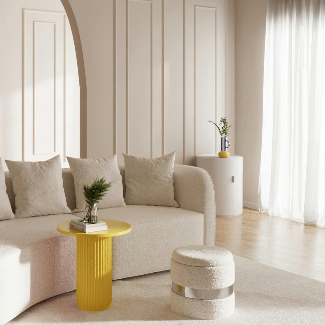 PIVOINE - Table d'appoint ronde cannelée