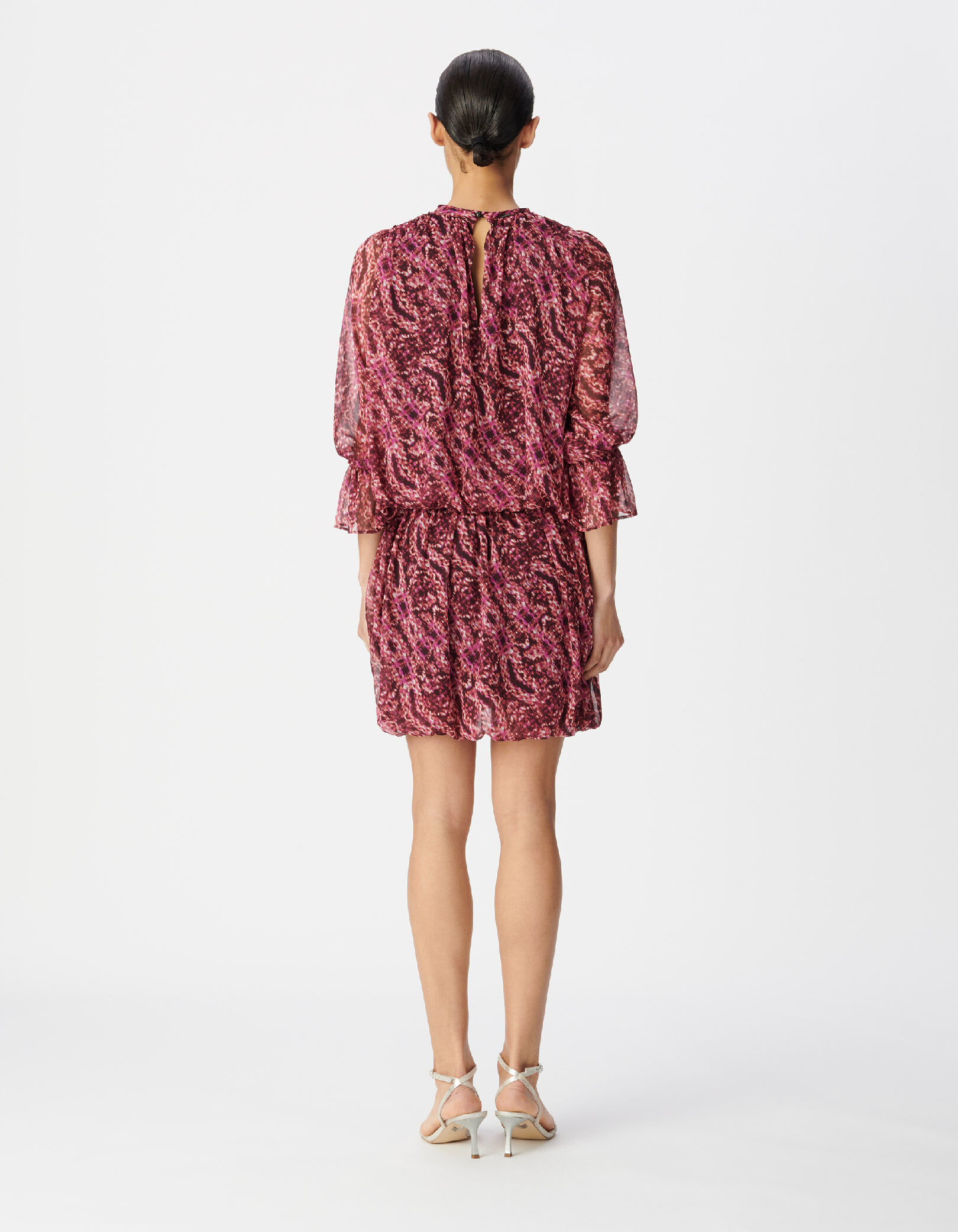 Robe courte bordeaux imprimé ikat Femme