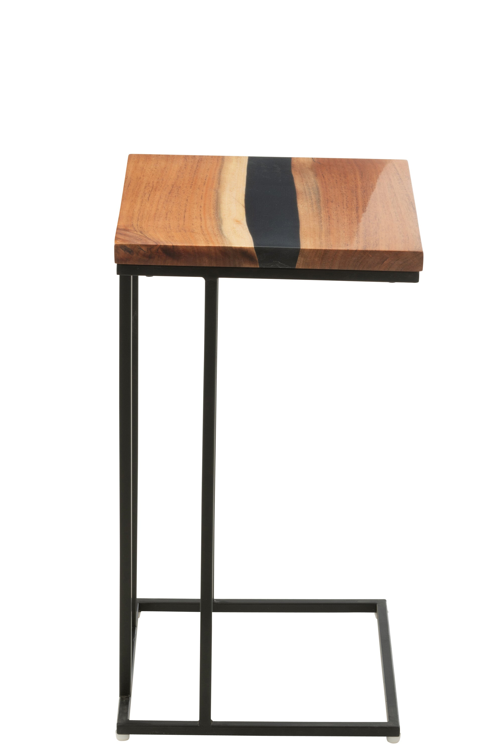 J-Line bijzettafel Vierkant - hout/epoxyhars - naturel/zwart
