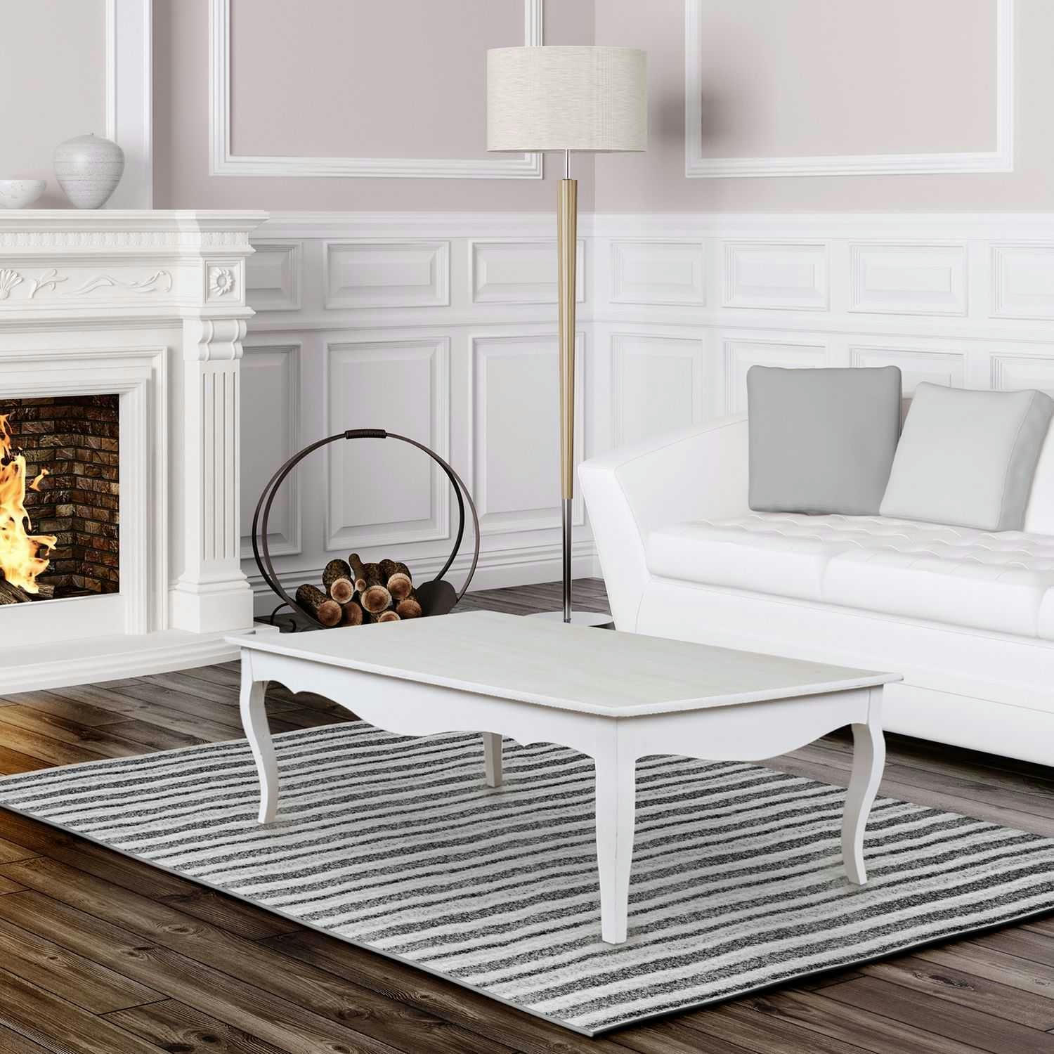VICTORIA - Table basse en bois design romantique blanc