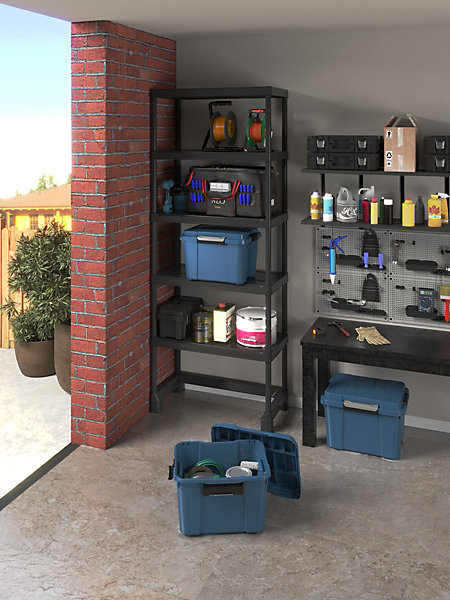 Malle de rangement 40 L Keter Scuba bleu et noir avec couvercle l.49,2 x H.49,5 x P.39 cm vendue par 3 pièces
