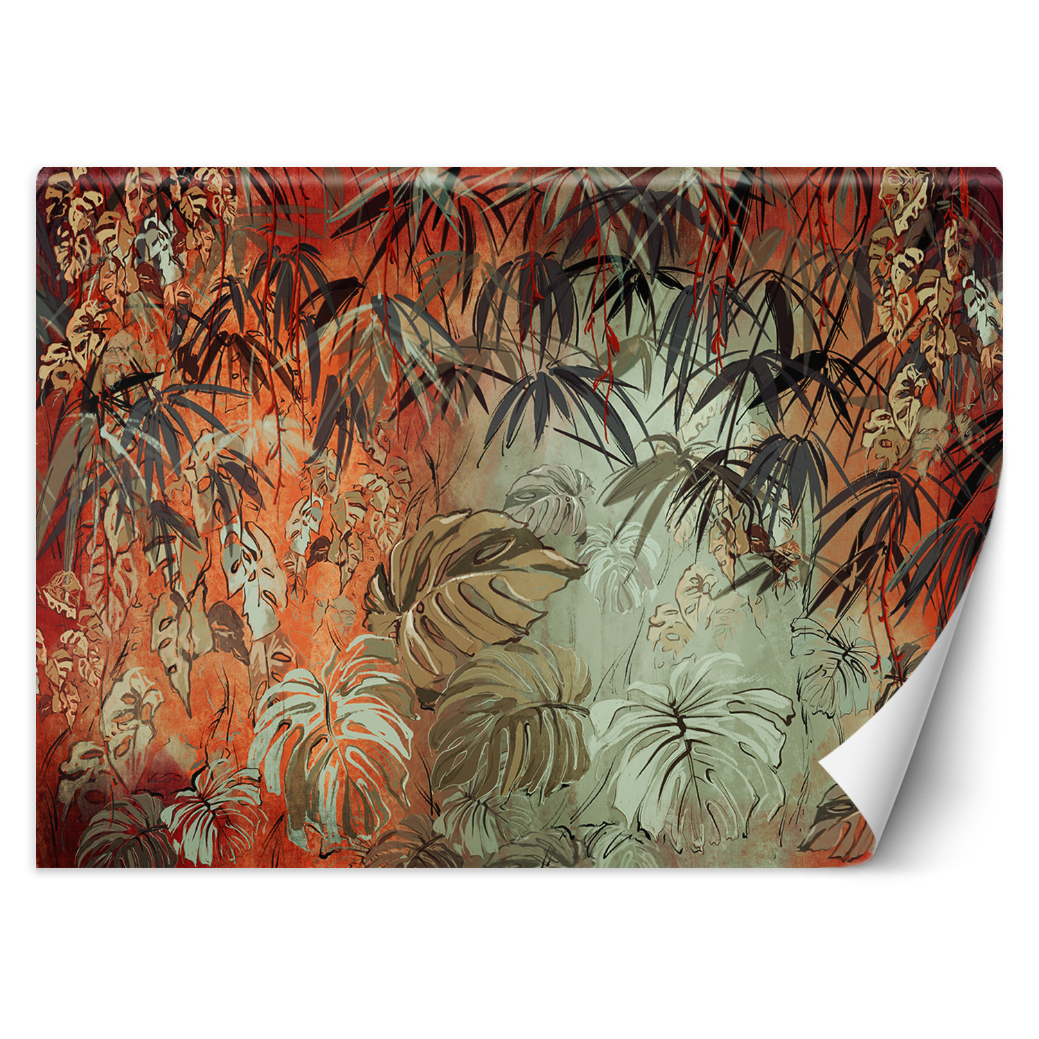Feeby Fototapeta, Tropikalne liście w dżungli malowane 150x105