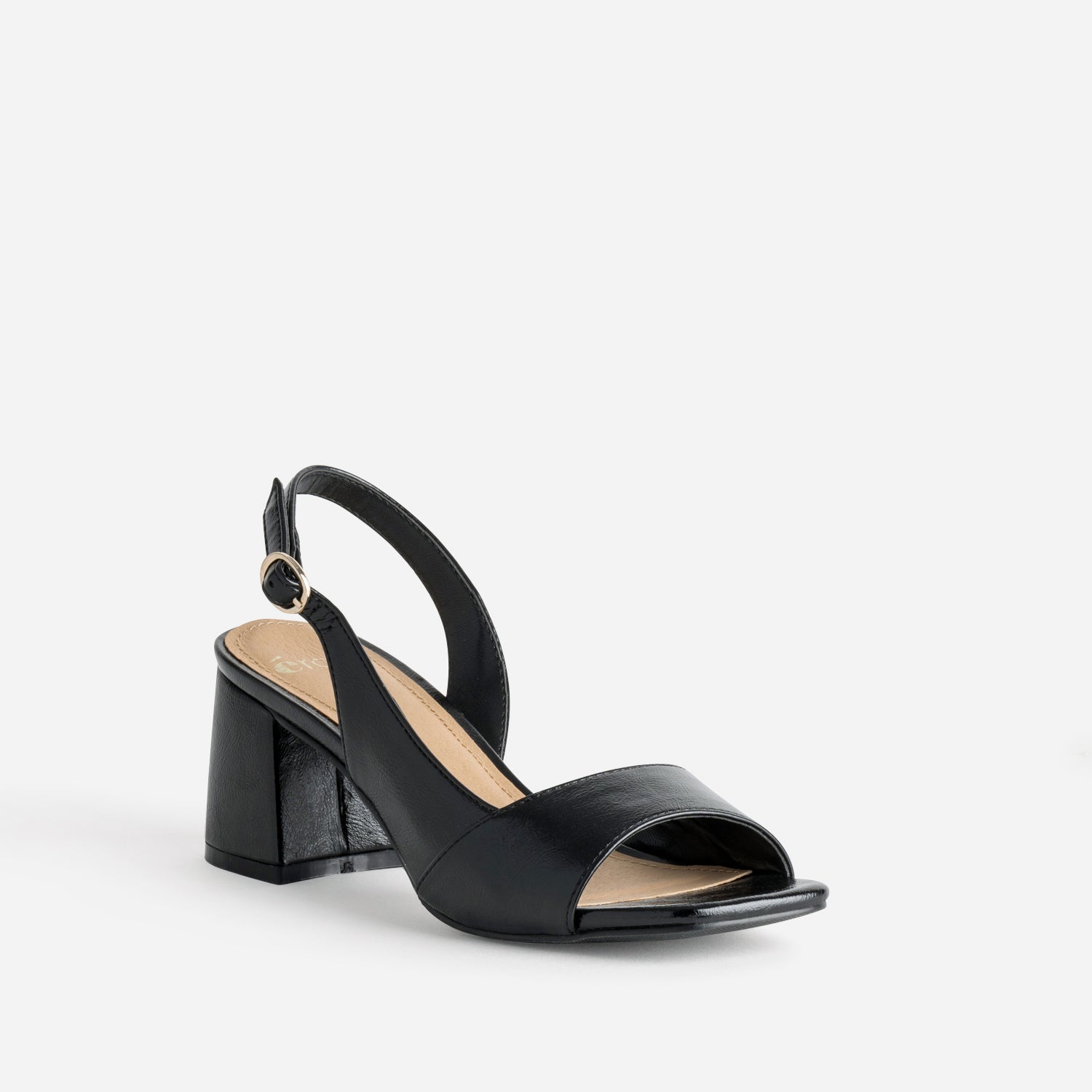 Sandale noire vernie cut-out