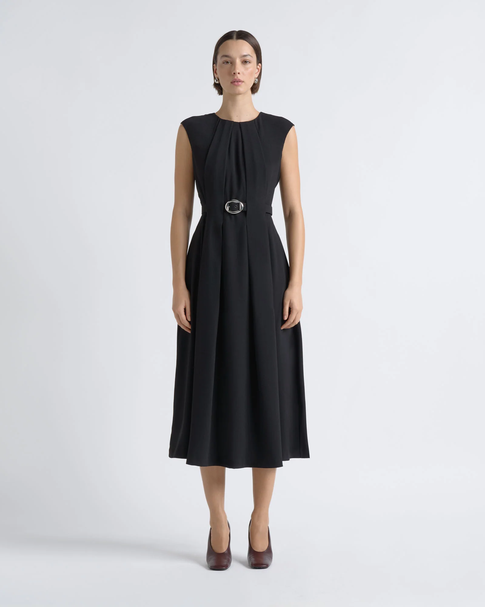 Recycled Crepe Sculpted Midi Dress