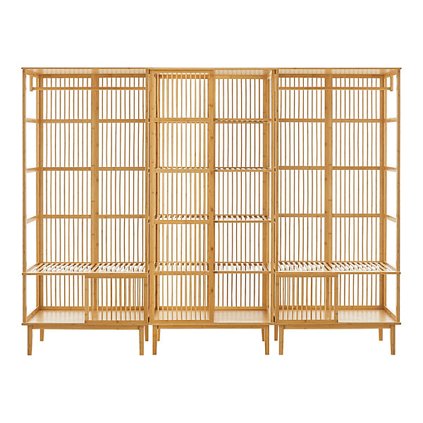 Ensemble de 2 portants Vemb et 1 étagère Trundholm bambou 185 x 240 x 45 cm naturel