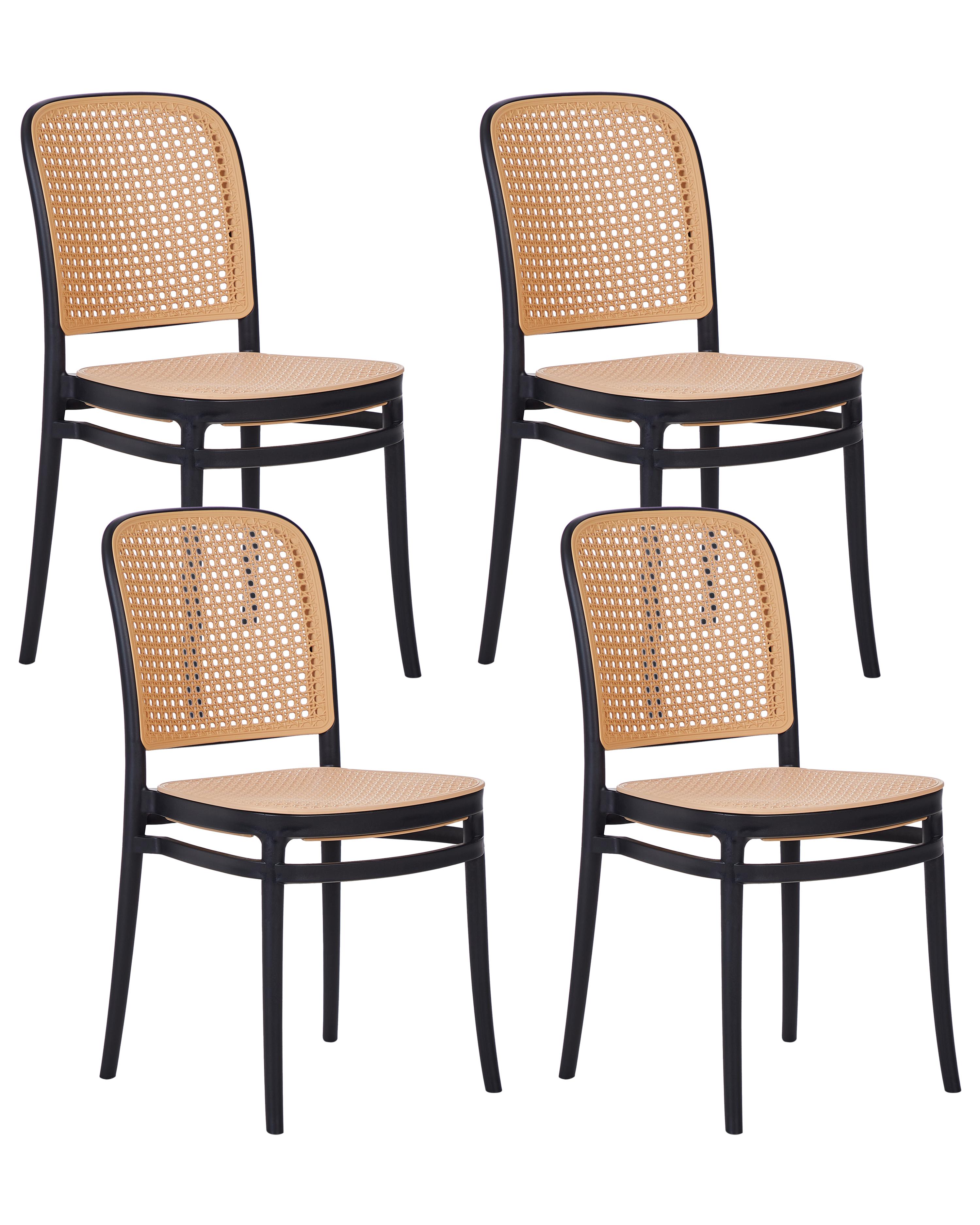 Set of 4 Bar Chairs PLOSE Synthetic Material Beige