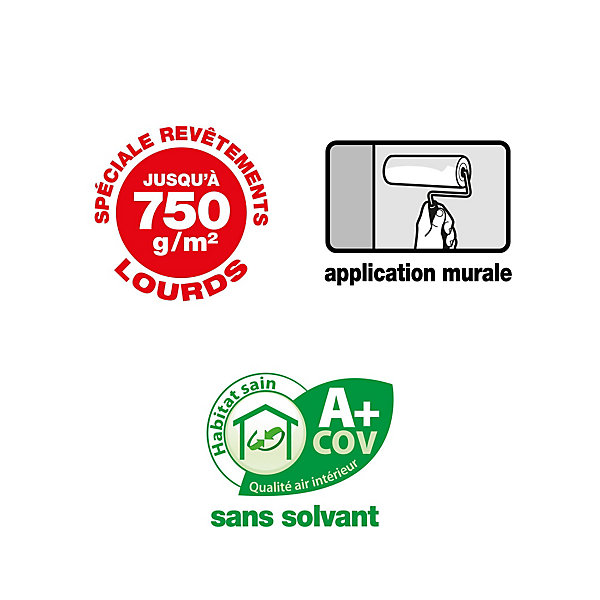 Colle pour revêtements lisses de rénovations lourds (jusqu'à 750g/m²) Quelyd pâte 10kg
