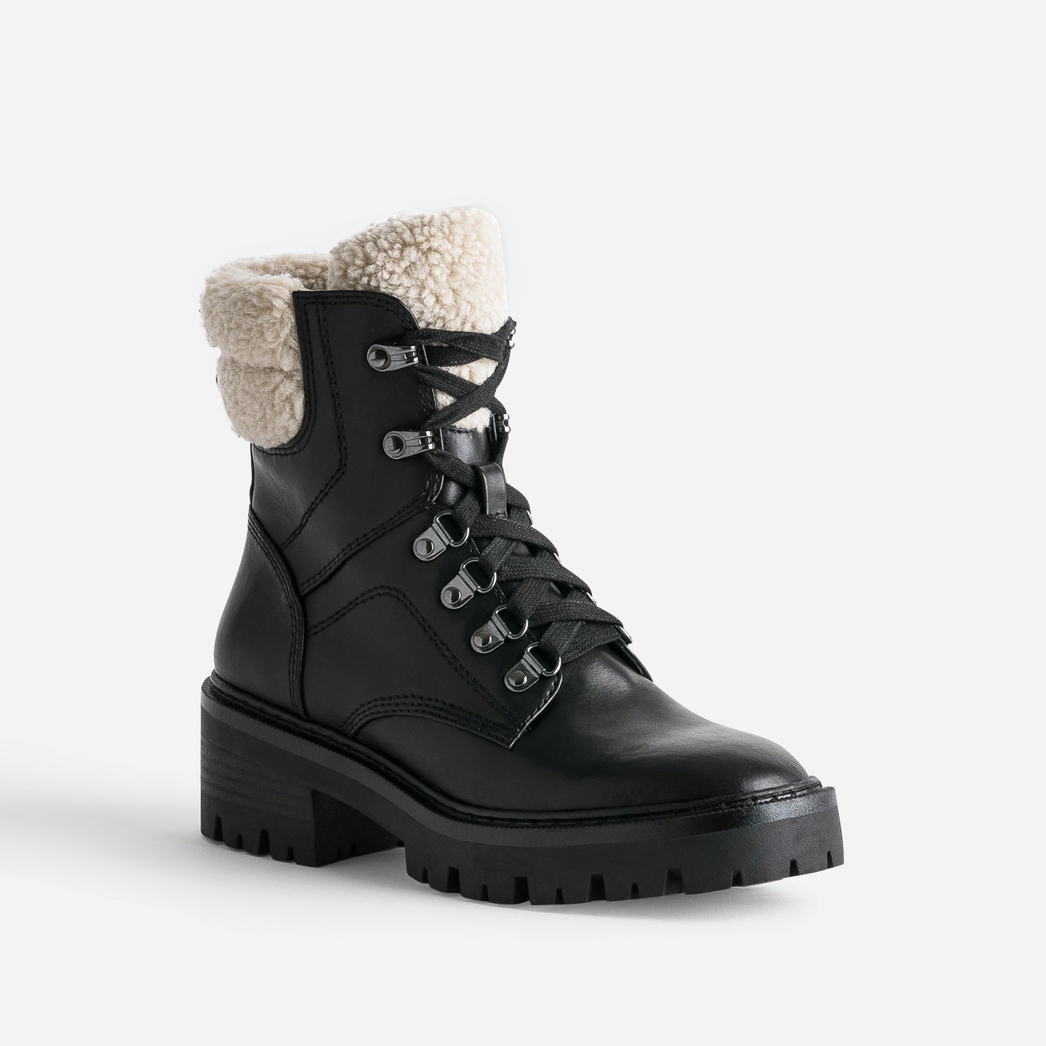 Boots à lacet TEXTO noir à col fourré